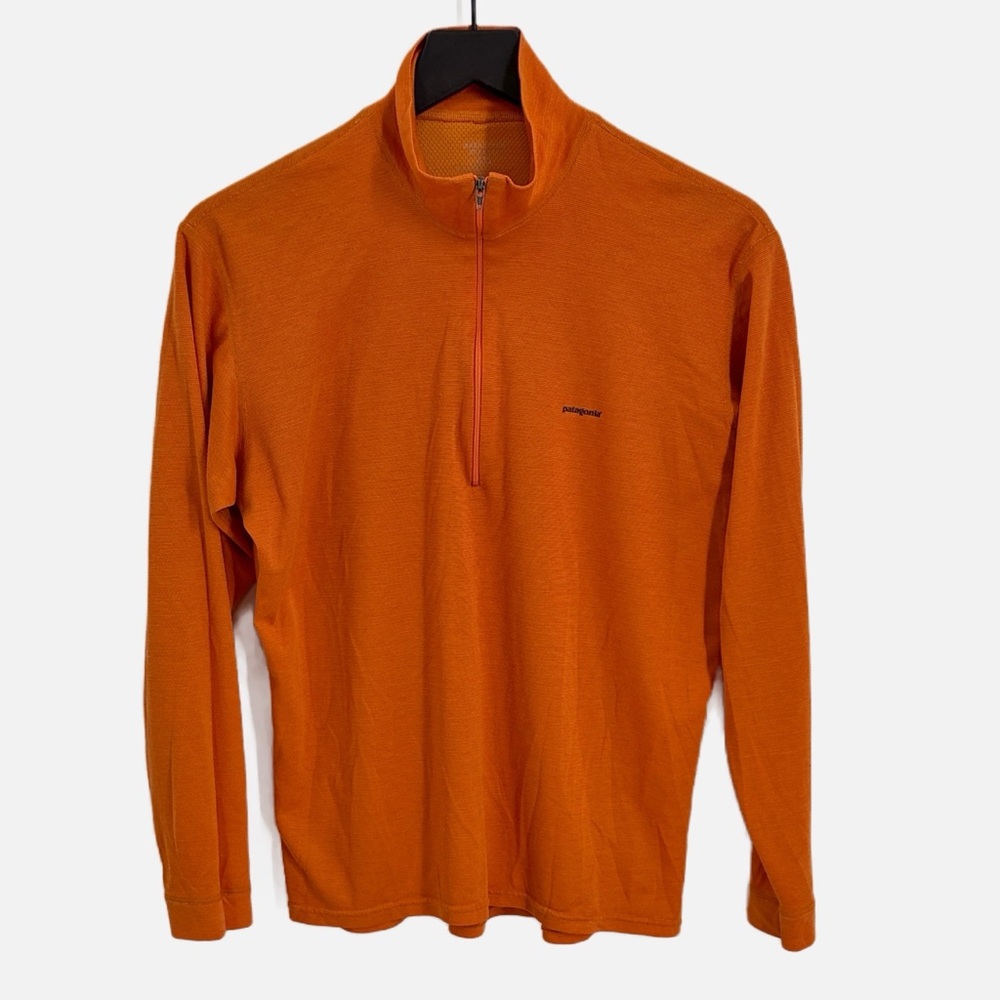 Patagonia Men's Capilene Long Sleeve 1/4 Zip Pullover in Orange - Size Medium